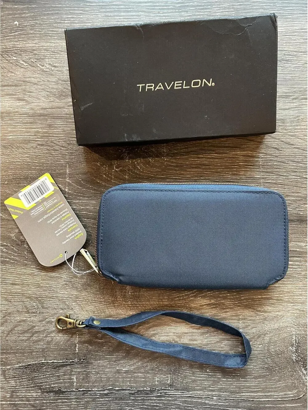 Travelon Safe ID RFID Blocking Zip Around Wristlet Wallet Blue Teal NWT